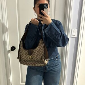 🍎🍎SOLD🍎🍎GUCCI Monogram Jackie O Hobo Dark in Brown.
